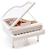 LTHERMELK - Caja de música de Piano Blanco, Caja de música de Piano Modelo, Mini Piano decoración para Bodas, cumpleaños y Regalos de cumpleaños, Caja de música Vintage